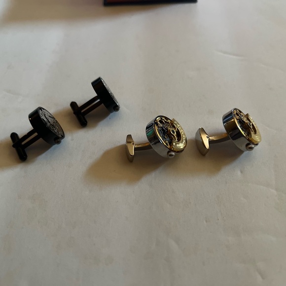 Penny Black Forty kinetic watch movement cufflinks stainless steel. Two pair. - Picture 7 of 13